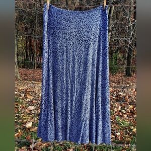 Custom-Made Women's Maxi Length Navy Blue Floral Dress Skirt